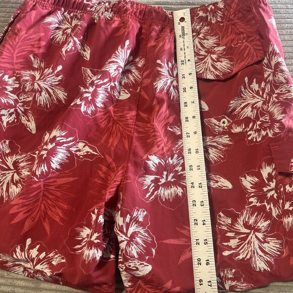 Tommy Bahama Naples Oasis Blooms Cherry Red tropical swim trunks Large UPF30 - Picture 8 of 10